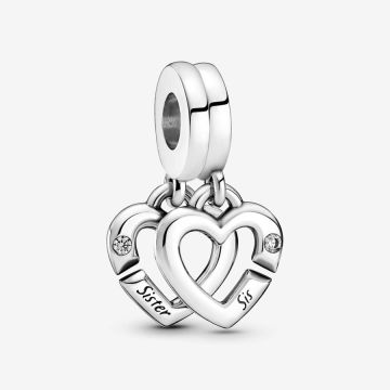 Charm Pendant Séparable Cœurs de Sœurs Entrelacés