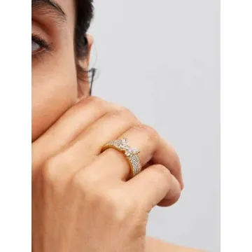 Bague Cocktail Papillon Scintillant Dorée Pandora