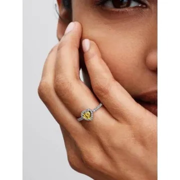 Bague Cœur Surélevé Jaune Scintillant Argent Massif Pandora