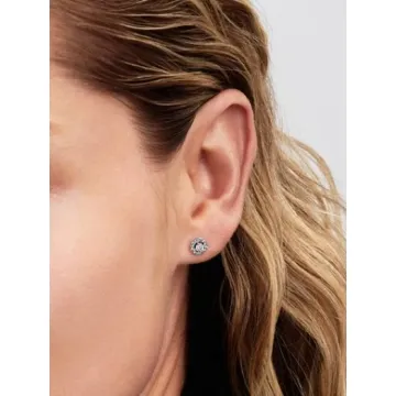 Clous d'Oreilles Halo Pavé Rond Argent Massif Pandora