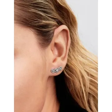 Clous d’Oreilles Trilogie de Cœurs et Halo Pandora