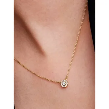 Collier à Pendentif Halo Pavé Rond Pandora