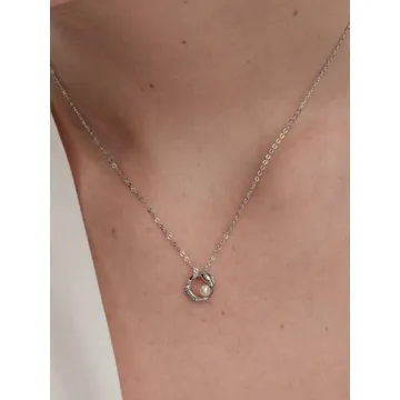 Collier Cercle Pavé de Forme Organique & Perle de Culture d'Eau Douce Traitée Pandora