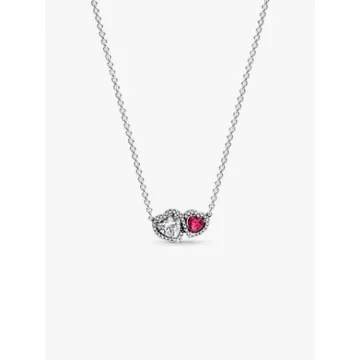 Collier à Pendentif Cœurs Halo Pandora