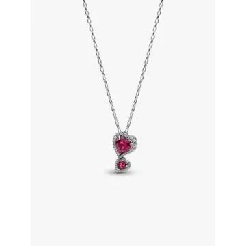 Collier à Pendentif Cœurs Halo Rouge Pandora