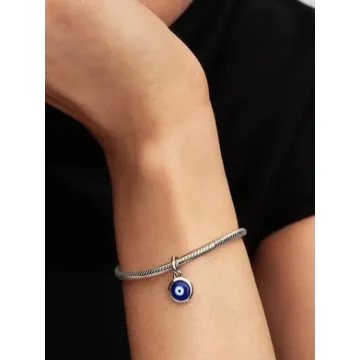 Mini Charm Pendant Murano Œil Porte-bonheur Gravable Pandora