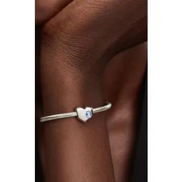 Charm Cœur Pierre Bleu Azur Mer Gravable Pandora