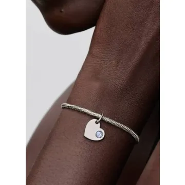 Charm Pendant Pierre Bleu Azur Cœur Gravable Pandora