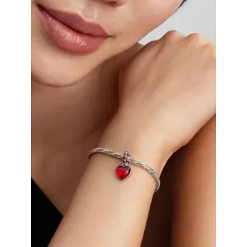 Charm Pendant Double Cœur Murano Rouge Pandora