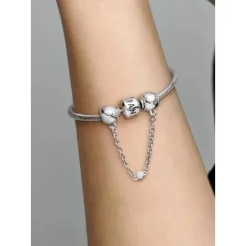 Charm Clip Chaîne de Confort Cœurs En Relief Pandora