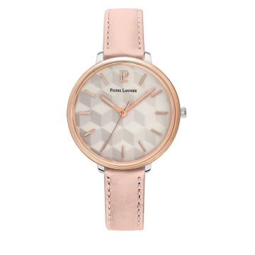 Montre Femme MIRAGE Cadran Blanc Bracelet Cuir Rose
