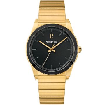 Montre Homme CANDIDE Cadran Noir Bracelet Acier Doré