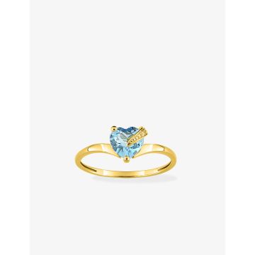 Bague Topaze Bleu Traitée Or Jaune