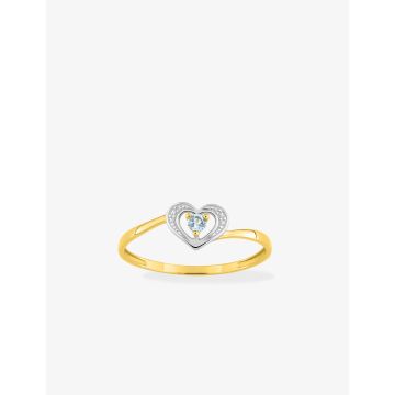 Bague Topaze Bleu Traitée Bicolore