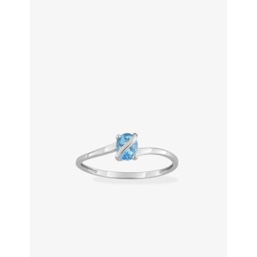 Bague Topaze Bleu Traitée Or Blanc