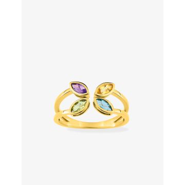 Bague Topaze Bleu Traitée Peridot Citrine Améthyste Or Jaune