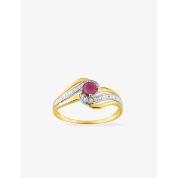 Bague Rubis Oxyde De Zirconium Or Jaune+Rh