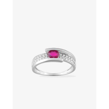 Bague Rubis Oxyde De Zirconium Or Blanc