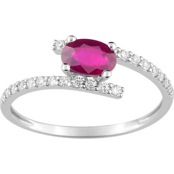 Bague Rubis Oxyde De Zirconium Or Blanc