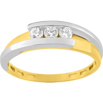 Bague Oxyde De Zirconium Bicolore Or375