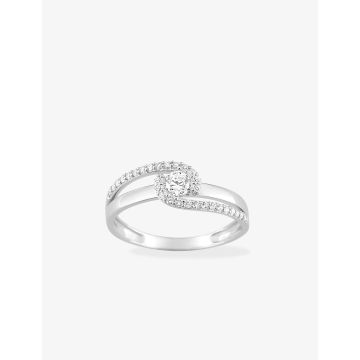 Bague  Oxyde De Zirconium 0.60c Or Blanc
