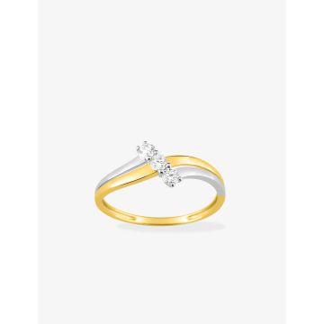 Bague Oxyde De Zirconium Bicolore Or375