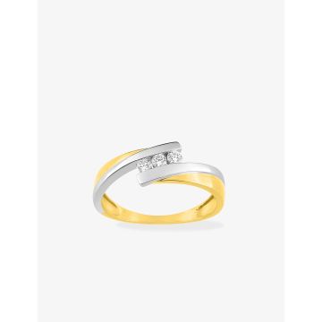 Bague Oxyde De Zirconium Bicolore Or375