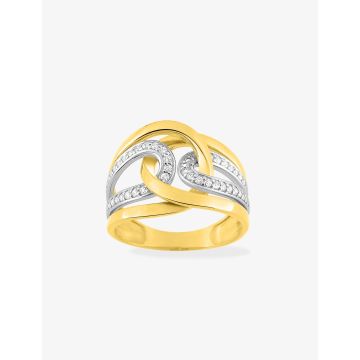 Bague Oxyde De Zirconium Bicolore Or375