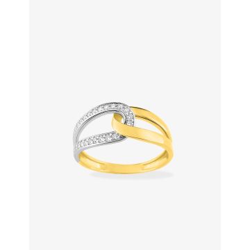 Bague Oxyde De Zirconium Bicolore Or375