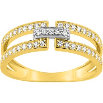 Bague Oxyde De Zirconium Bicolore Or375