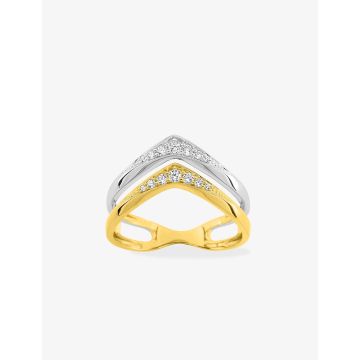 Bague Oxyde De Zirconium Bicolore Or375