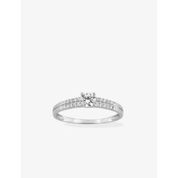 Bague  Oxyde De Zirconium 0.66c Or Blanc