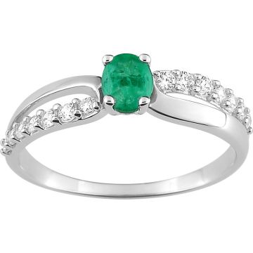 Bague Émeraude Oxyde De Zirconium Or Blanc