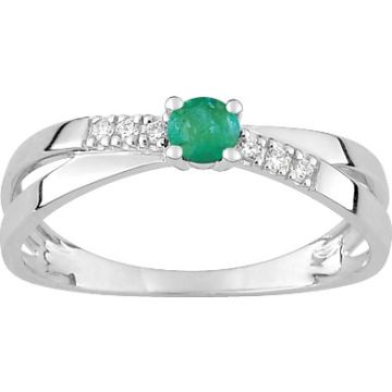 Bague Émeraude Oxyde De Zirconium Or Blanc