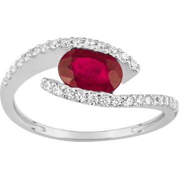 Bague Rubis Tr. 1.31c Oxyde De Zirconium Or Blanc