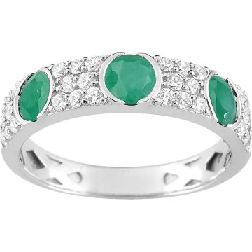 Bague Émeraude Oxyde De Zirconium Or Blanc