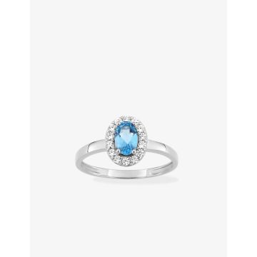 Bague Oxyde De Zirconium Topaze Bleu Traitée Or Blanc