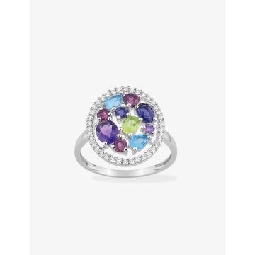 Bague Améthyste Pér Io Topa Rhodo Oxyde De Zirconium Or Blanc