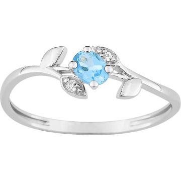Bague Topaze Bleu Traitée Oxyde De Zirconium Or Blanc