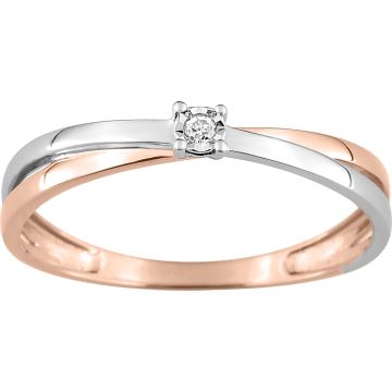 Bague Diamant 0.015ct Gh-P2p3 Or 375 Bicolore