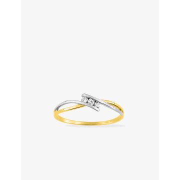Bague Or Jaune+Rh  Oxyde De Zirconium