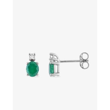 Boucles D'oreilles  Clou Émeraude Diamant 0.02 Gh-P2p3 Or Blanc