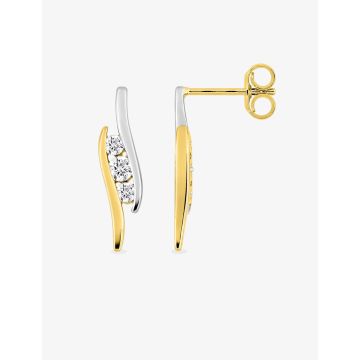 Boucles D'oreilles Or 9ct Jaune Zirconium