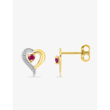 Boucles D'oreilles Or 9ct Jaune Rho. Rubis