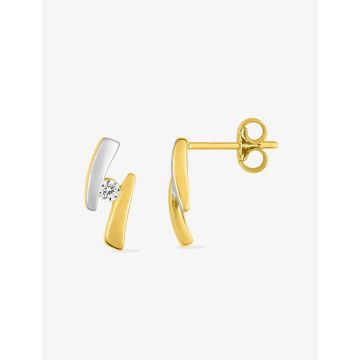 Boucles D'oreilles Or 9ct Jaune Rho. Zirconium