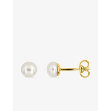 Boucles D'oreilles Or 9ct Jaune Perle Bouton 5mm