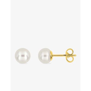 Boucles D'oreilles Or 9ct Jaune Perle Bouton 7mm