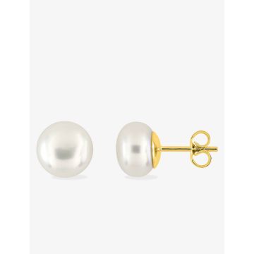Boucles D'oreilles Or 9ct Jaune Perle Bouton 8mm