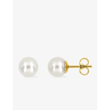 Boucles D'oreilles Or 9ct Jaune Perle 6mm