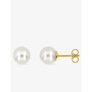 Boucles D'oreilles Or 9ct Jaune Perle 7mm